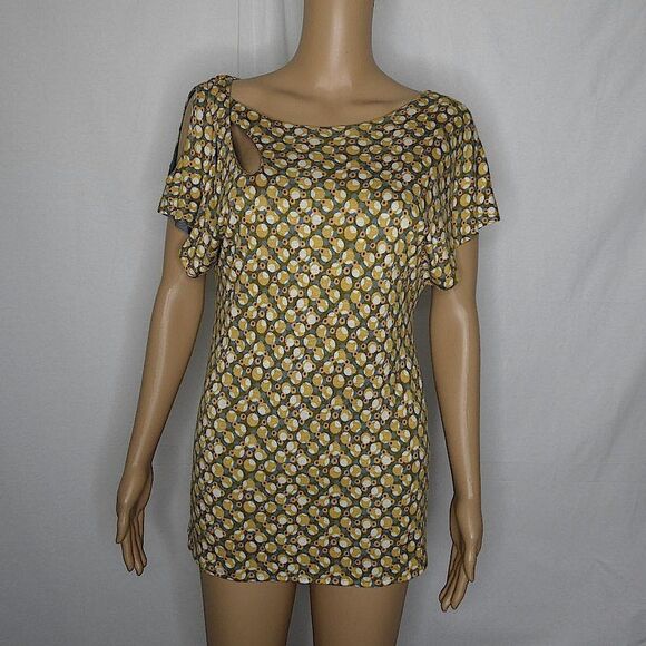 Meadow Rue Lausanne Anthropologie Bubble Blouse Small Cutout Cold Shoulder Lined - Picture 1 of 10